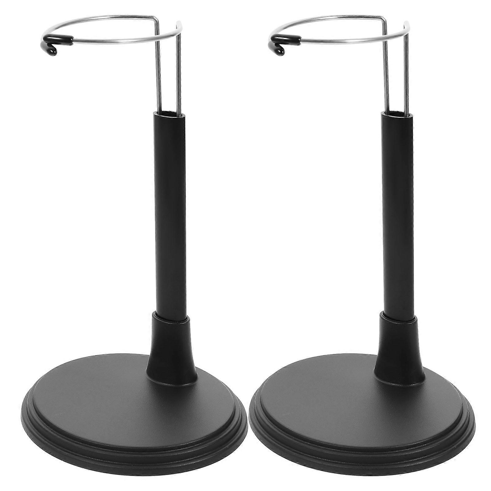Black Adjustable Height Doll Display Stand PVC Iron 2Pcs for Display