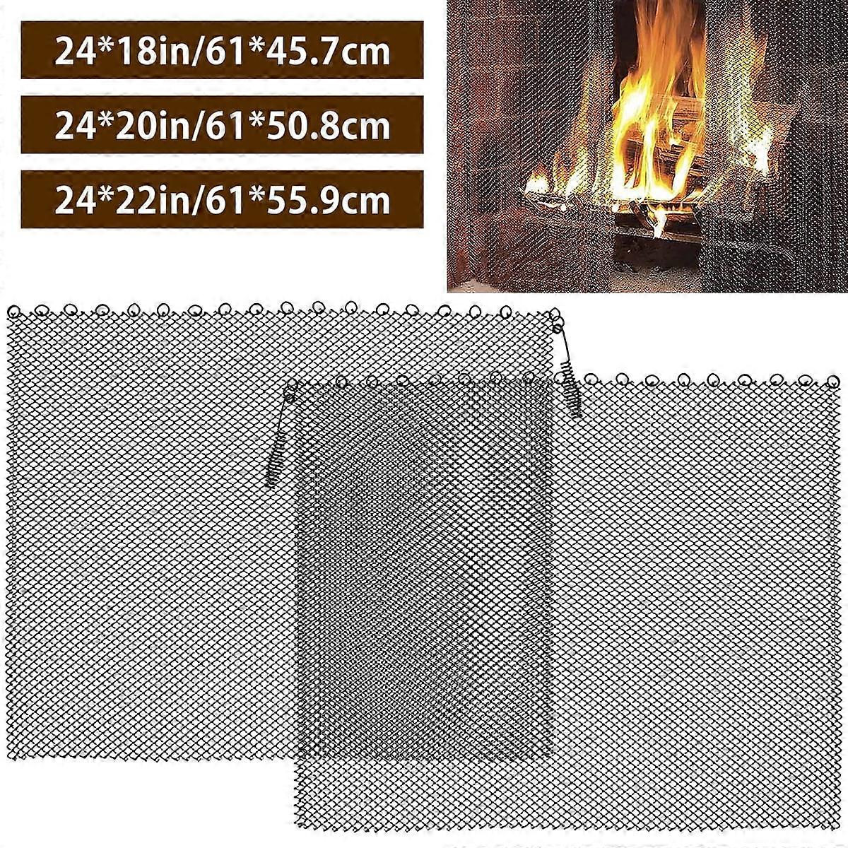 Toorise 2Pcs Fireplace Mesh Screen Curtain, Heat Resistant Spark Guard Compatible with 2418/2420/2422 inch