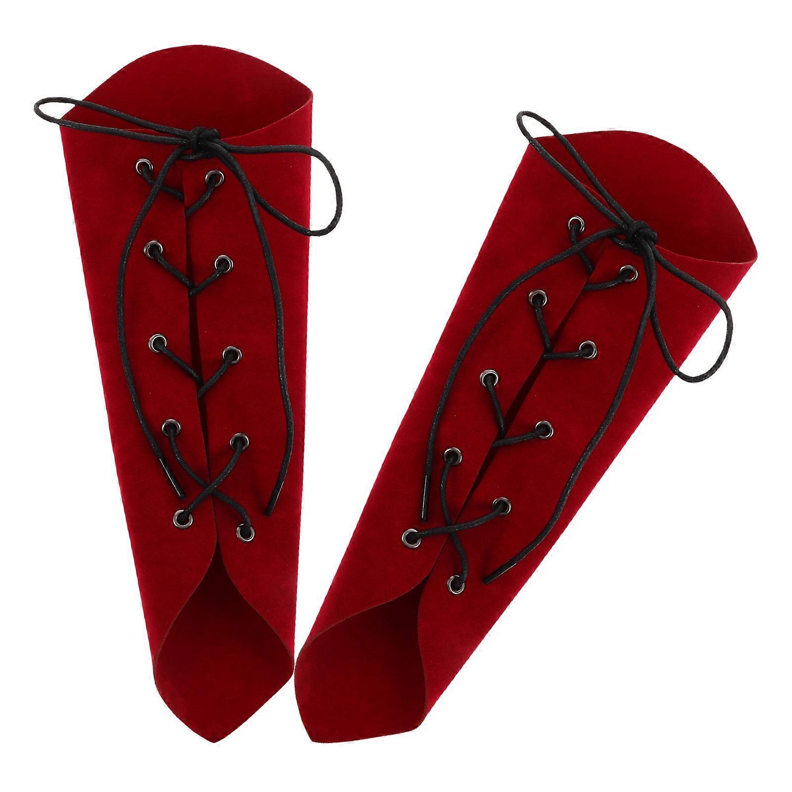 Red Medieval Arm Bracers for Cosplay Wrist Guards