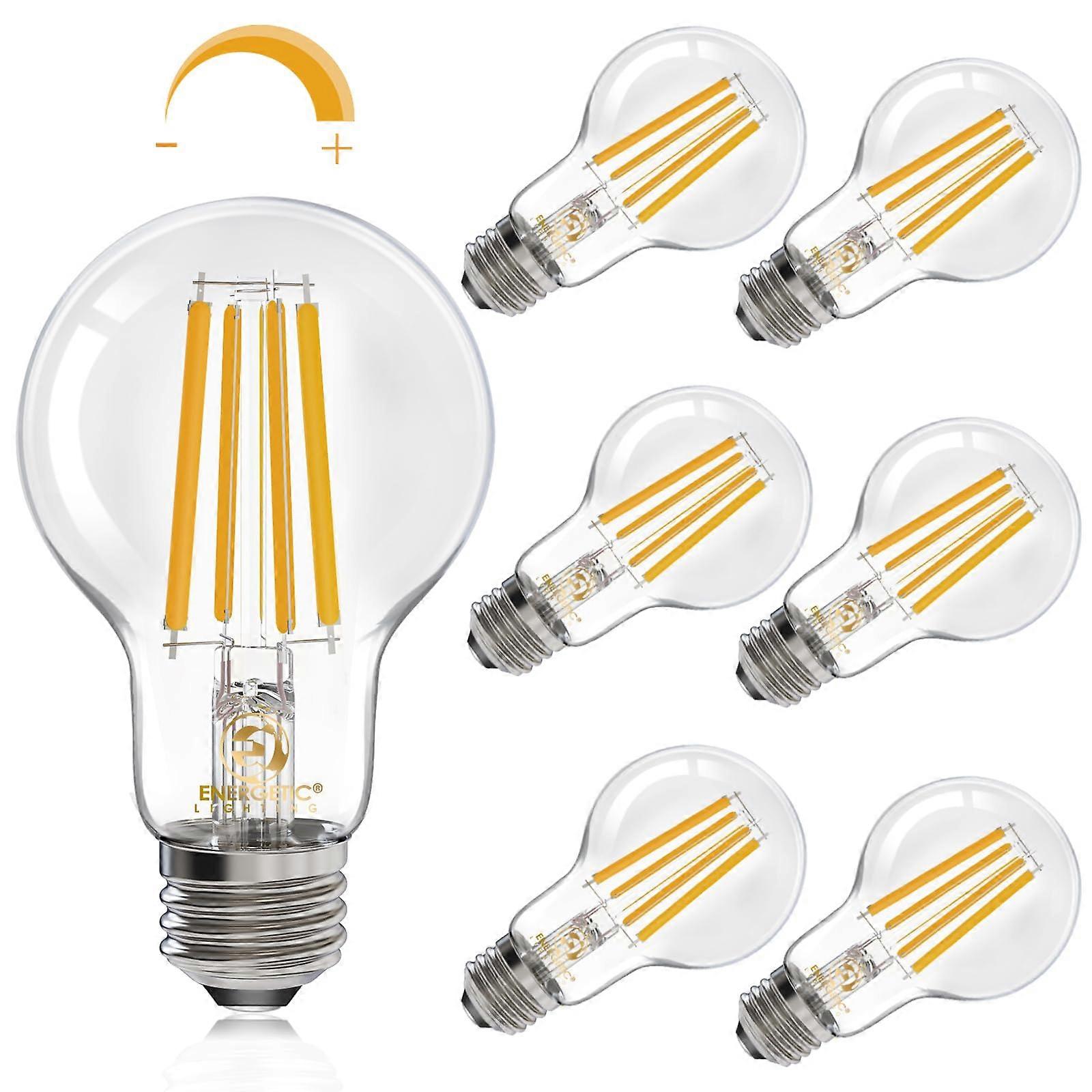 LED Edison Bulb E26 A19 Dimmable 2700K Soft White 1600LM Clear Glass Vintage Design 6Pack