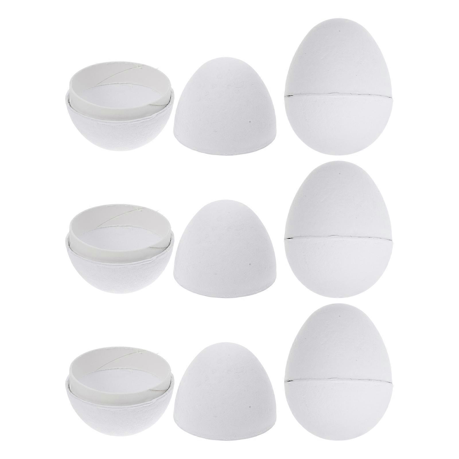 6Pcs White Paper Easter Eggs for Decoration Creative DIY Craft Activities