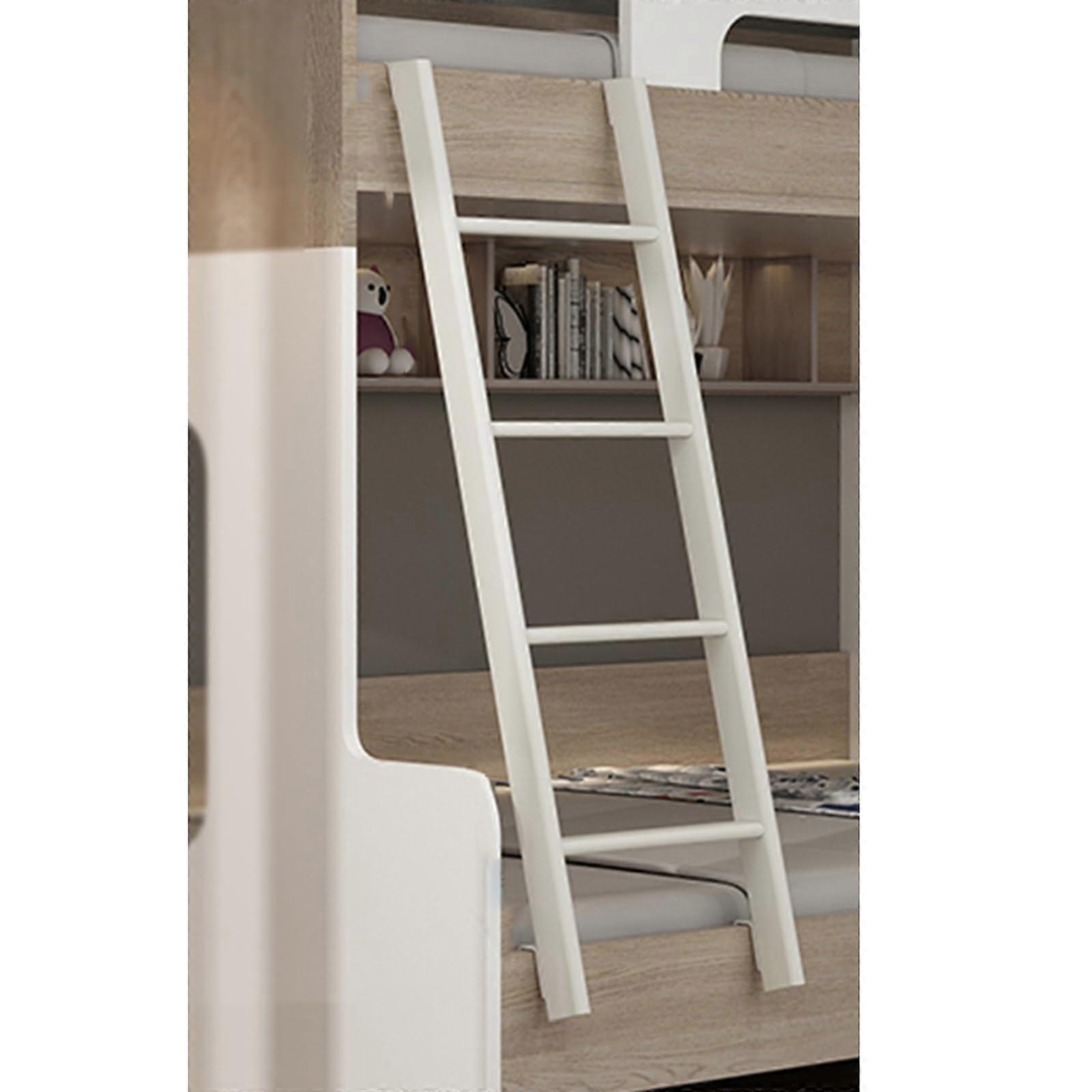 White Metal Bunk Bed Ladder with Adjustable Hooks, Durable Steel Frame, 1.3m Loft Side Ladder