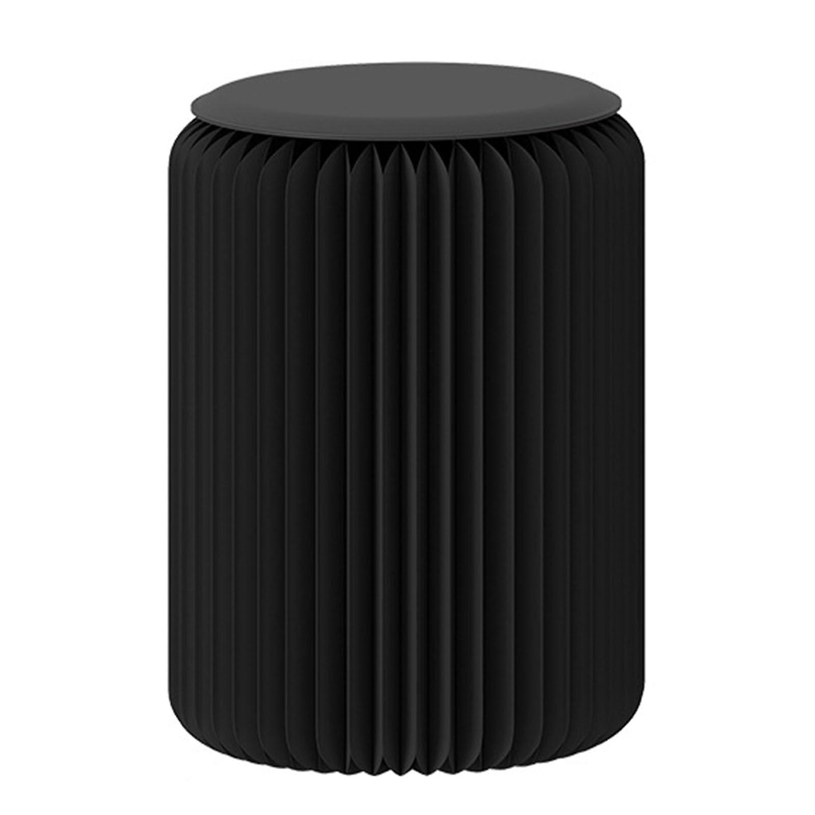 Folding Paper Stool with PU Cushion, 300kg Capacity, Honeycomb Bookstyle Design for Small Spaces, Black