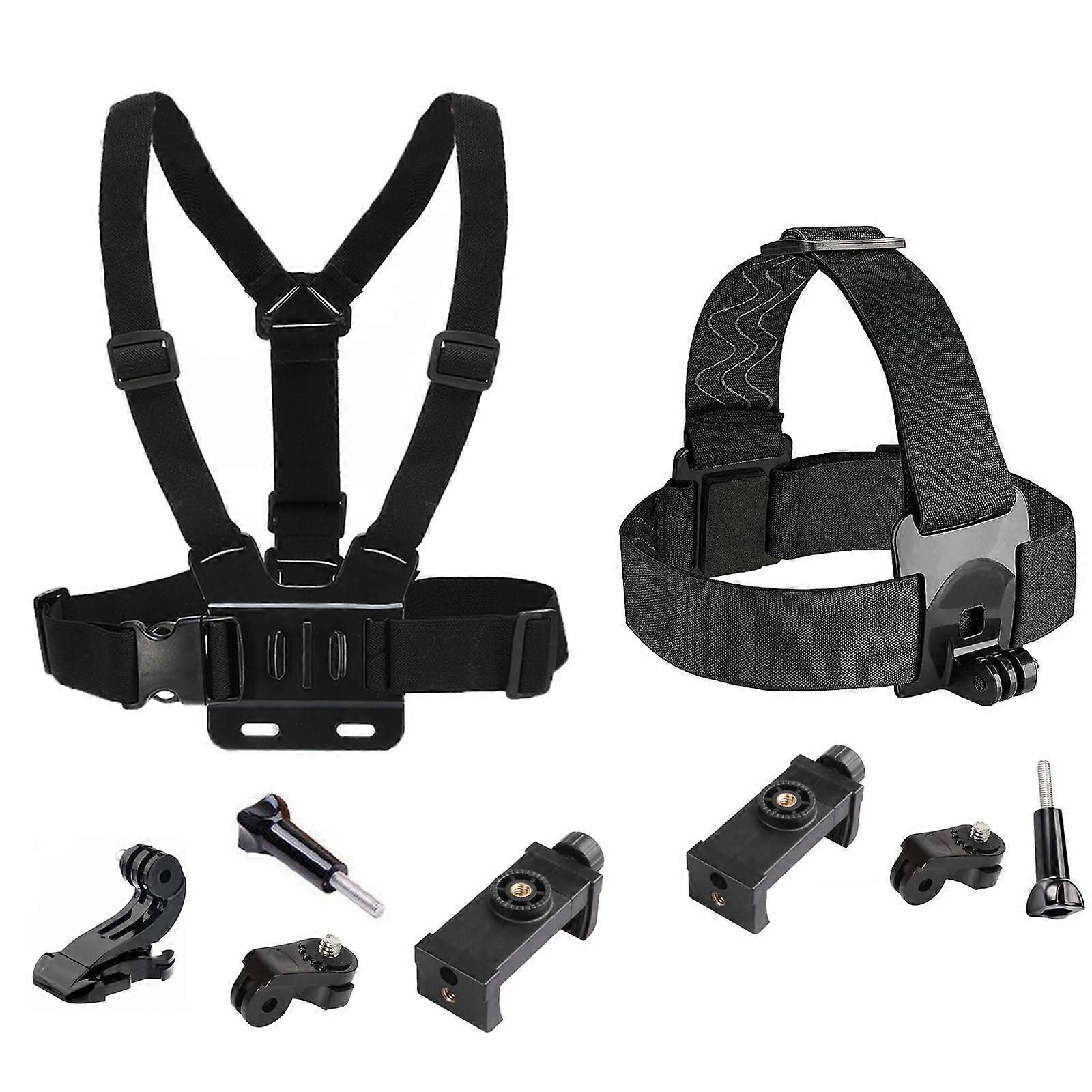 POV Camera Mount Chest and Head Strap with Adjustable Harness for GoPro iPhone Vlog and Sports