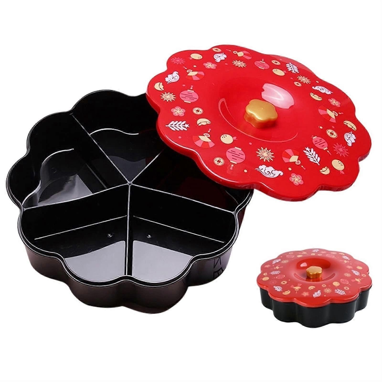 Chinese Spring Festival Candy Storage Box with Lid, Snack Organizer Tray for Fruit and Nuts