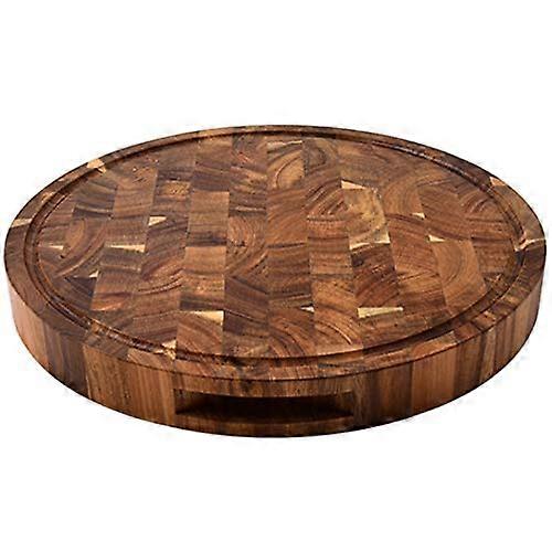 Round Acacia Wood Cutting Board End Grain Butcher Block for Meat and Vegetables