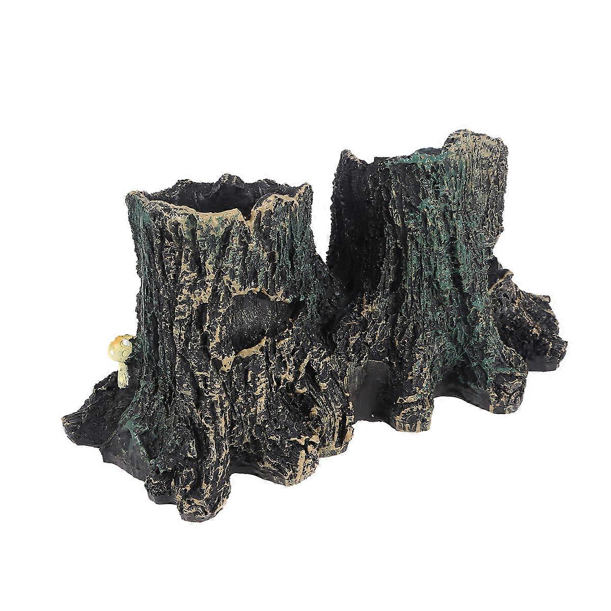 Sedimu Zhuangshi Resin Reptile Hide Rest Cave for Reptile Pets Size M Double Barrel Pile