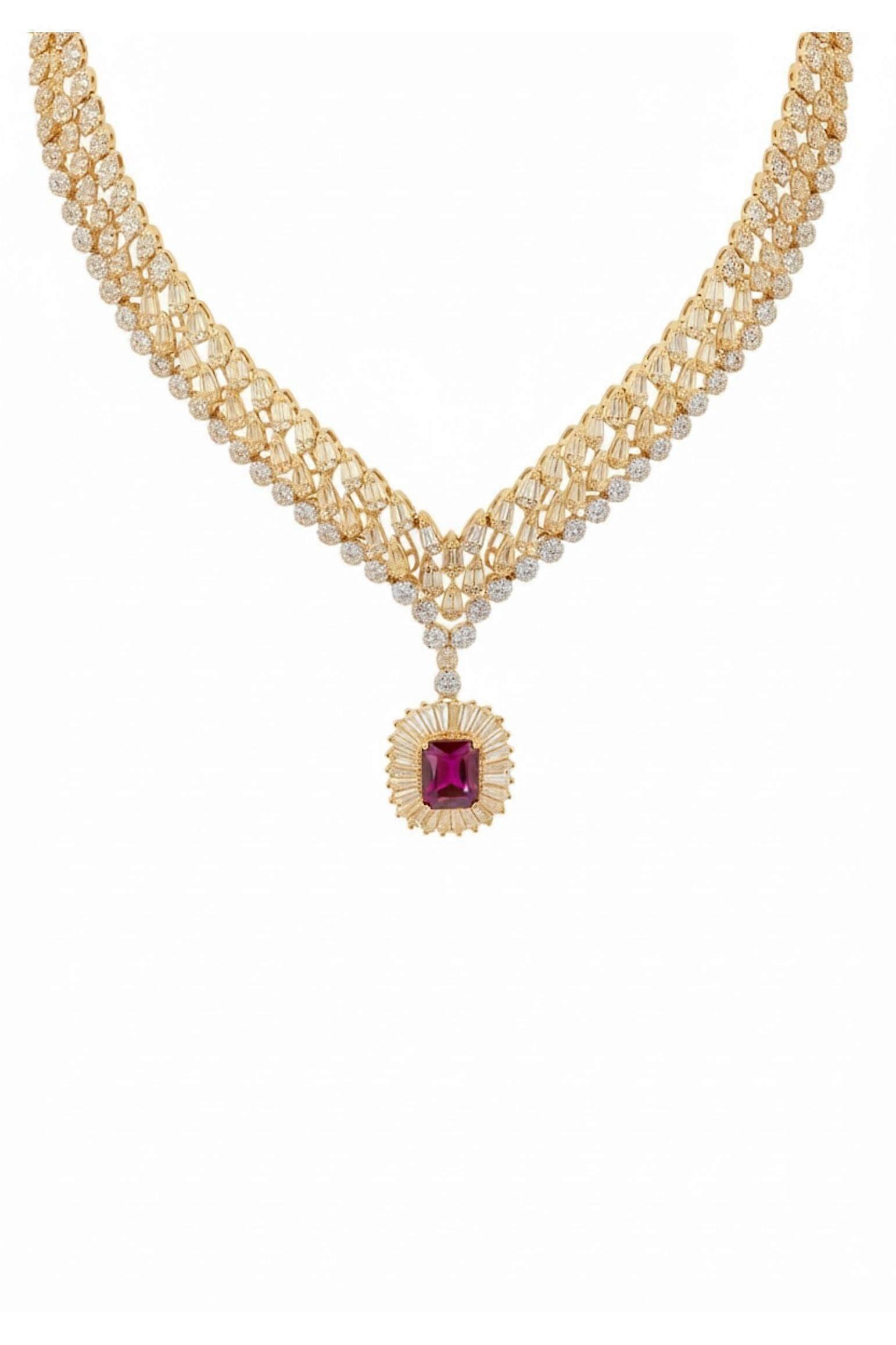 Countess Statement Ruby Necklace Gold