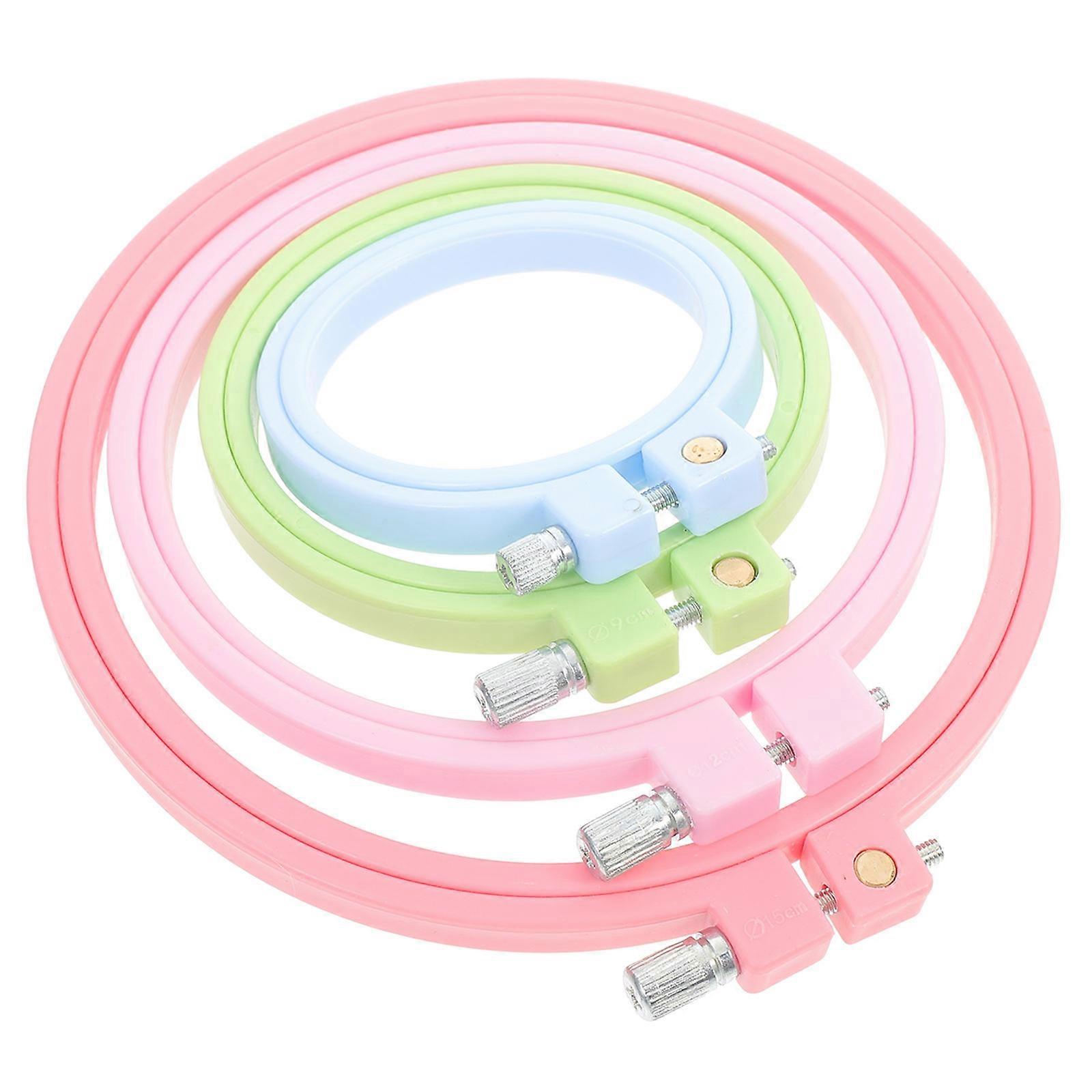 Plastic Cross Stitch Hoop Embroidery Circle Adjustable Combination 12Pcs Set