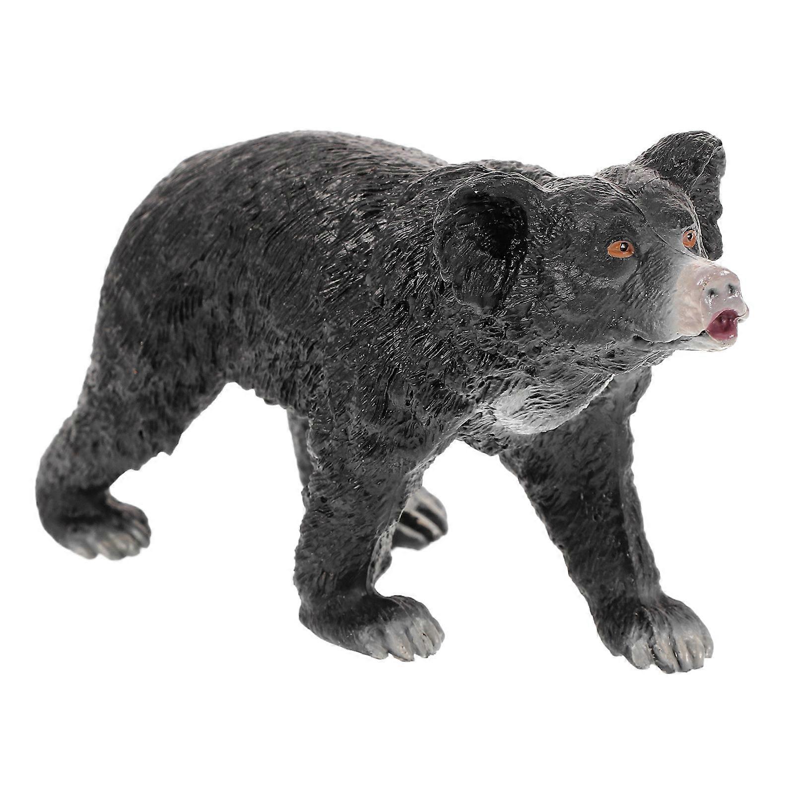 Black Plastic Bear Figure for Decor Simulation Realistic Bear Model
