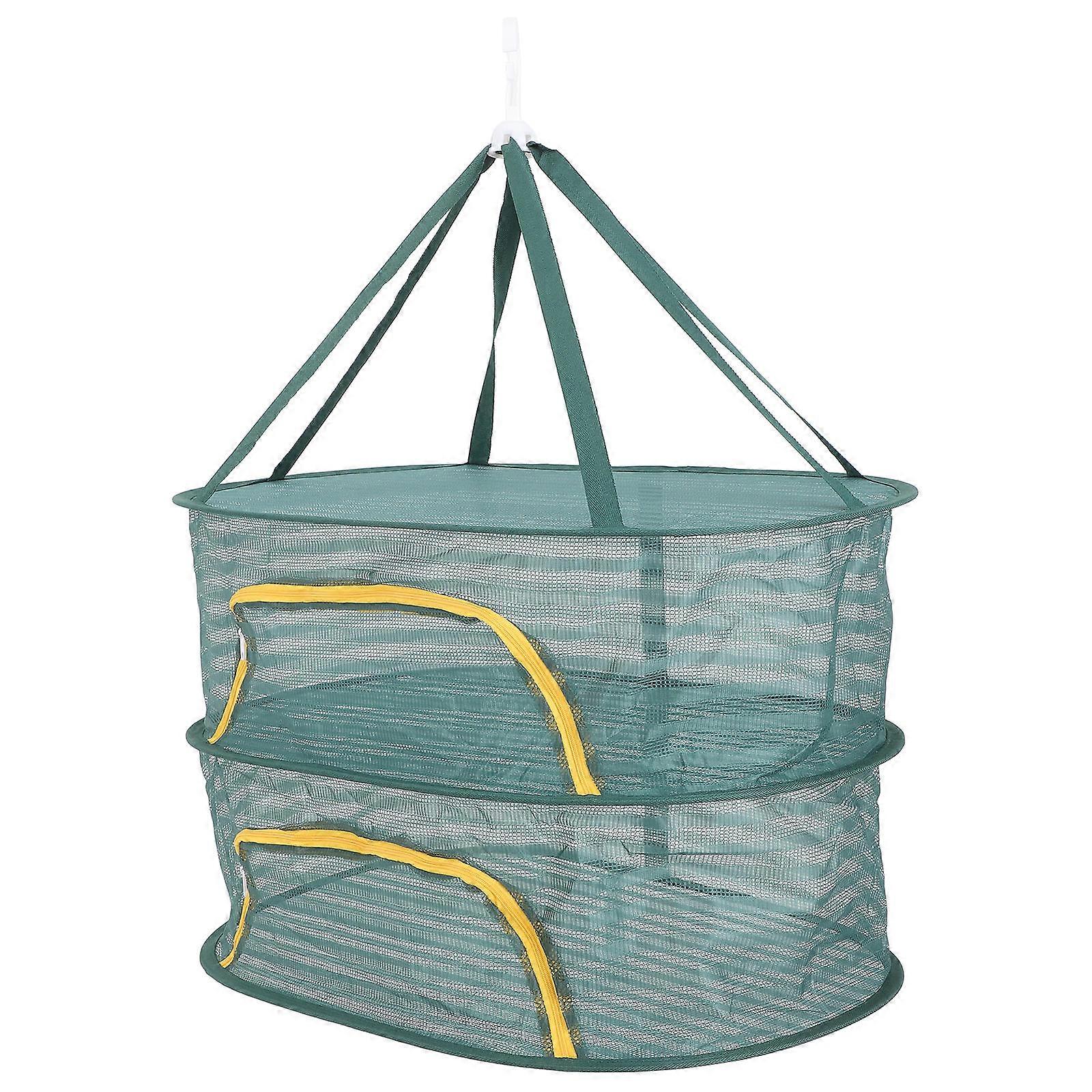 Mesh Hanging Drying Rack for Home Use 2 Layers Green Plants Dryer Net