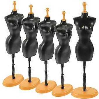 Conjunto de 5 peças de suporte para roupas de boneca em miniatura, feito de plástico para manequim de exibição.