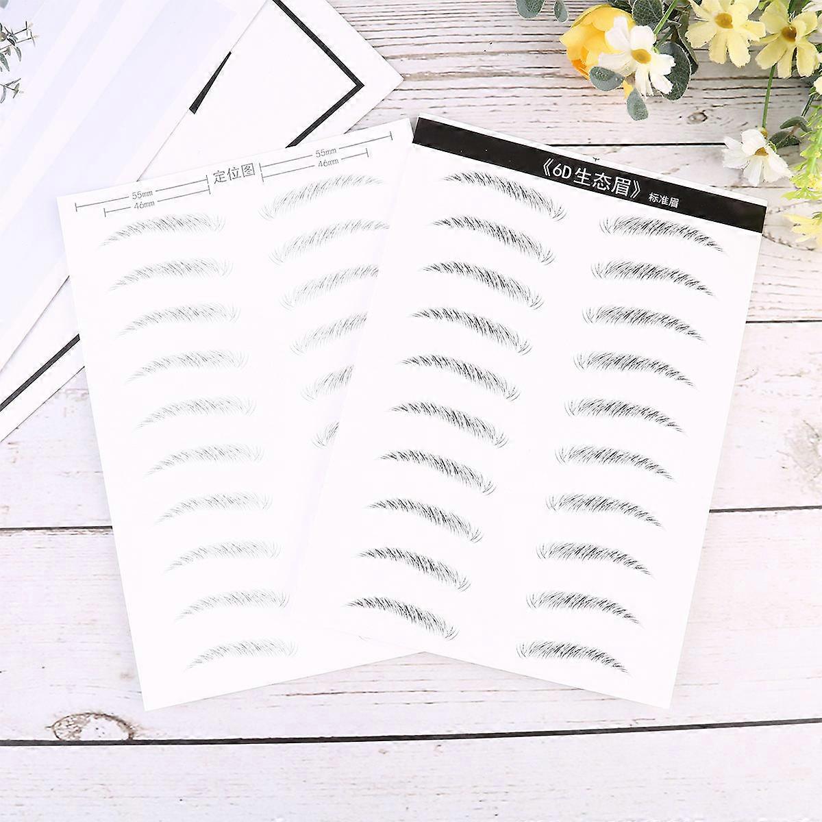 Black Waterproof Eyebrow Sticker 2 Sheets 20Pairs Artificial Eyebrow Patch for Makeup