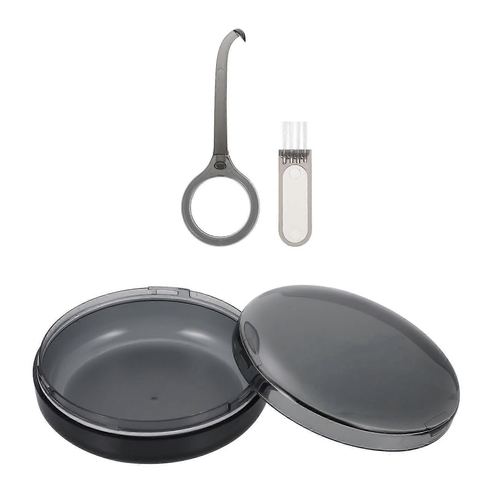 Portable Denture Case Retainer Storage Box for Denture 1Set Black