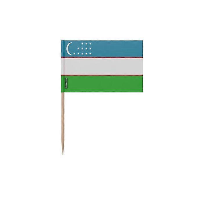 Uzbekistan Flag Toothpicks - 10 cm - 100 pieces - Adhesive plastic - Bamboo stick - Pixelforma