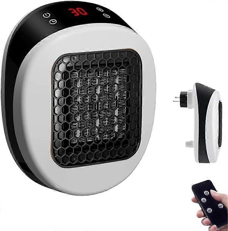 600W Wall Plugin Space Heater with Remote, Fast Ceramic Heating, Adjustable Thermostat for Home