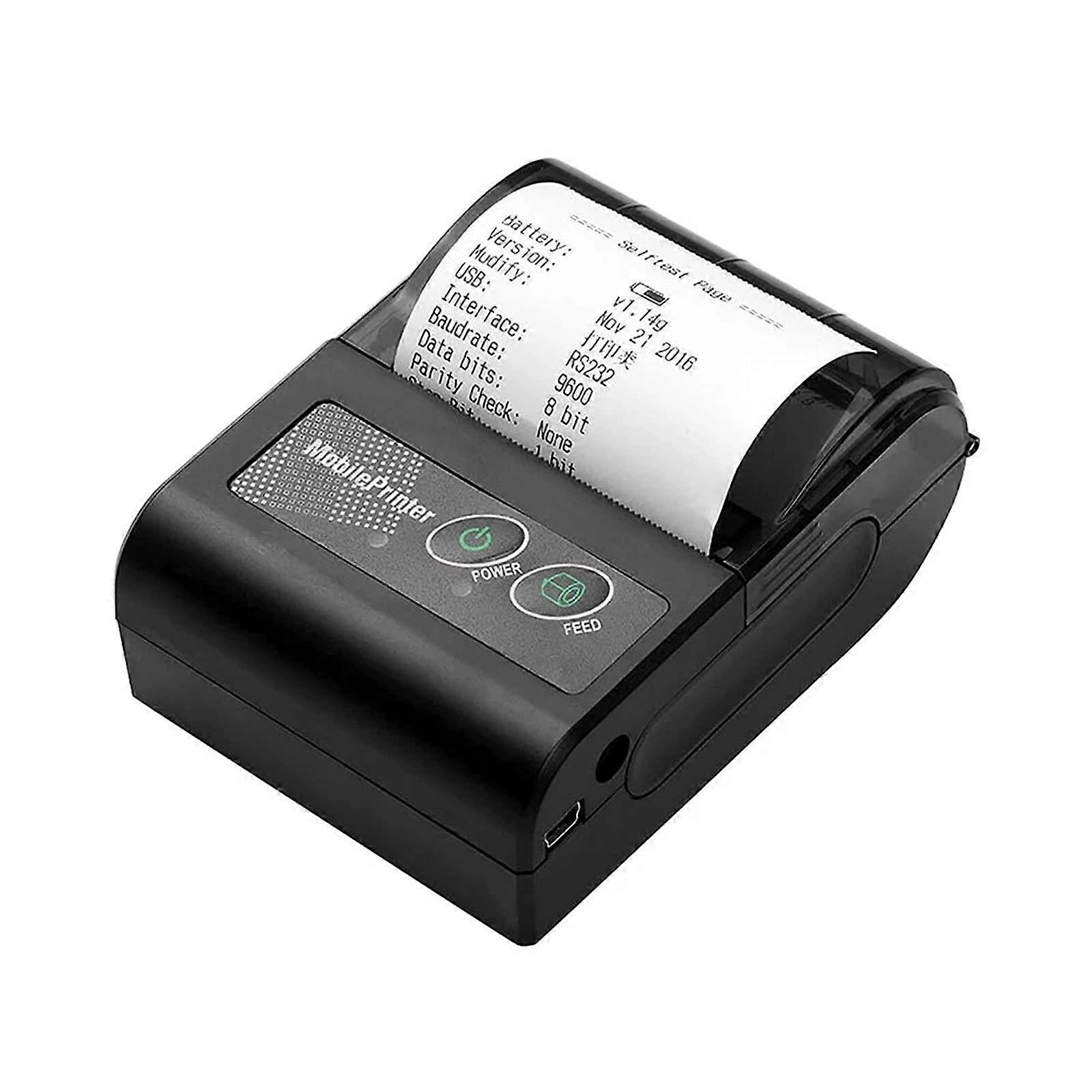 58mm Bluetooth Thermal Receipt Printer Wireless Inkless  Resolution, Black One Size