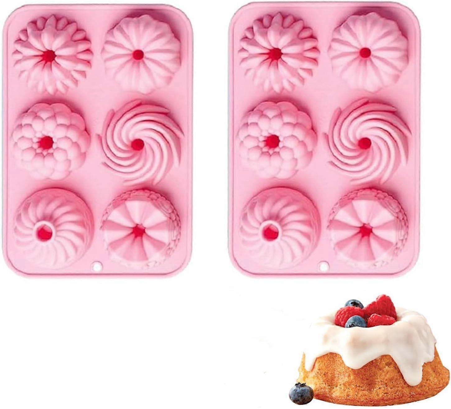Two-piece silicone mold set, 6 different shapes with grooved patterns
