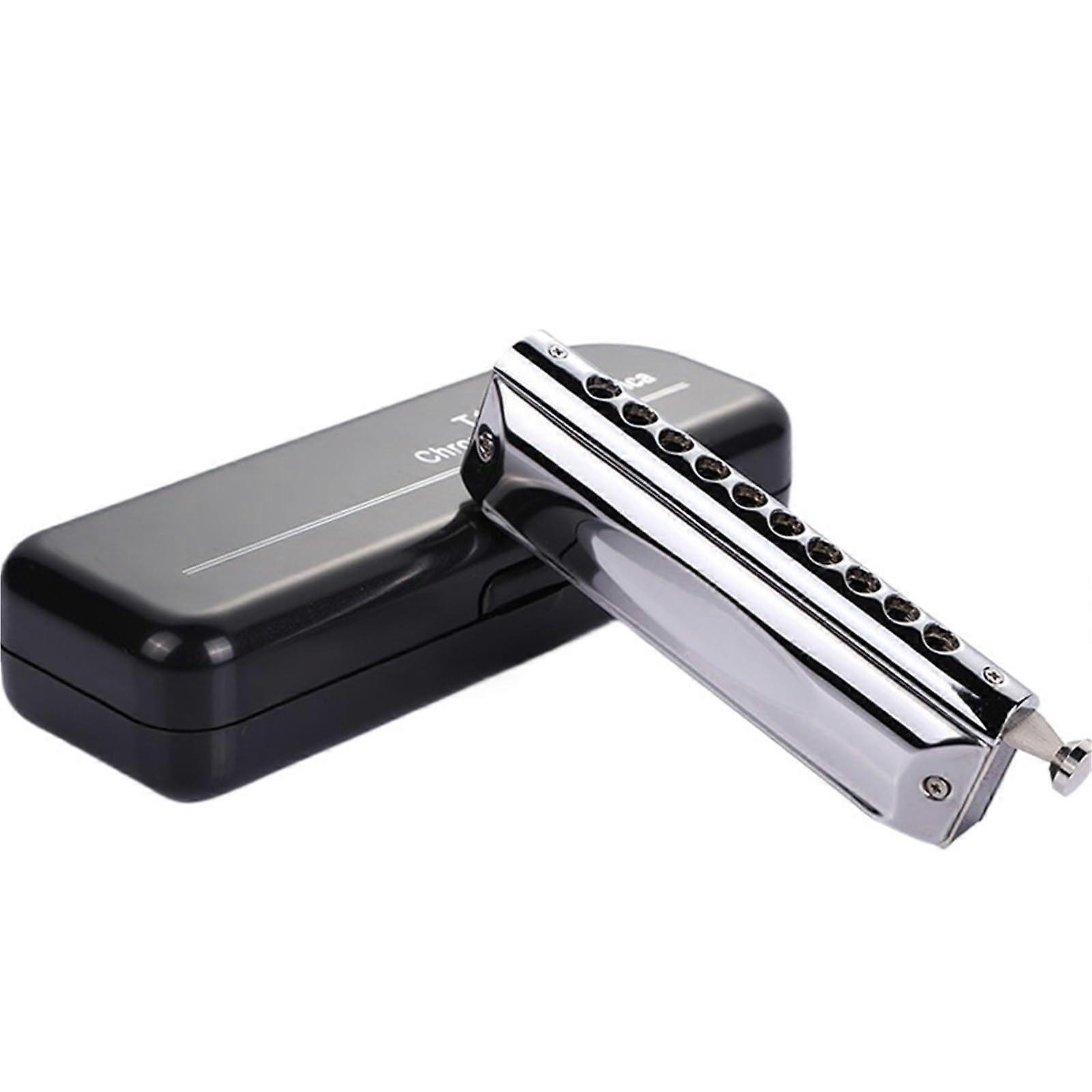 C Key 10 Hole Chromatic Harmonica for Beginners, Accurate Tone, Fast Response, Durable Stainless Steel