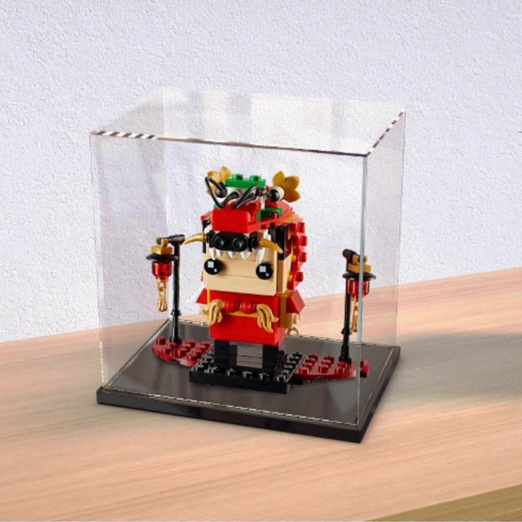 Display Case for  40354 Dragon Dancers, Dustproof Clear Acrylic Box with Matte Black Base
