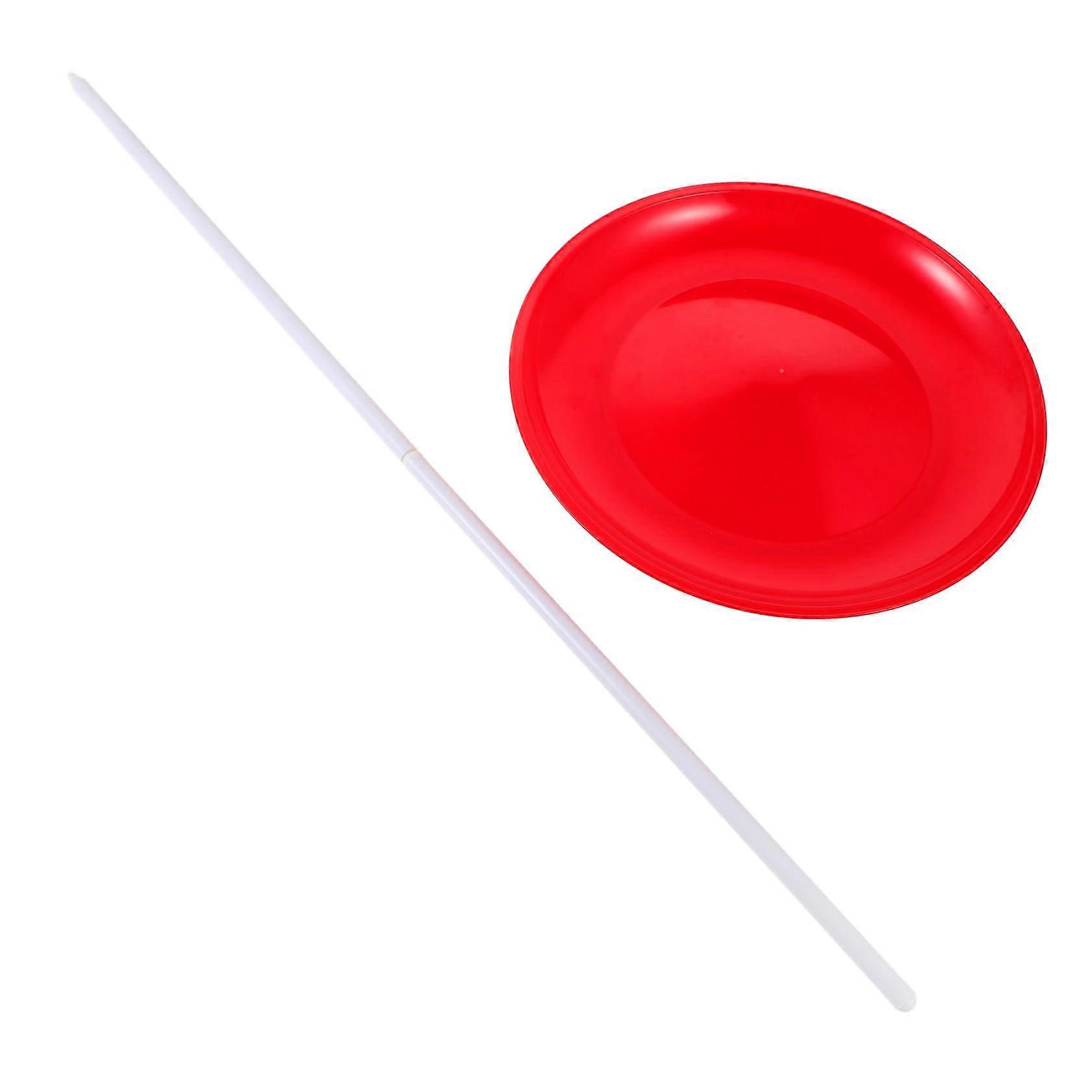 Spinning Plate Set with Sticks, Plastic Juggling Plate for Beginners, Circus Practice Red