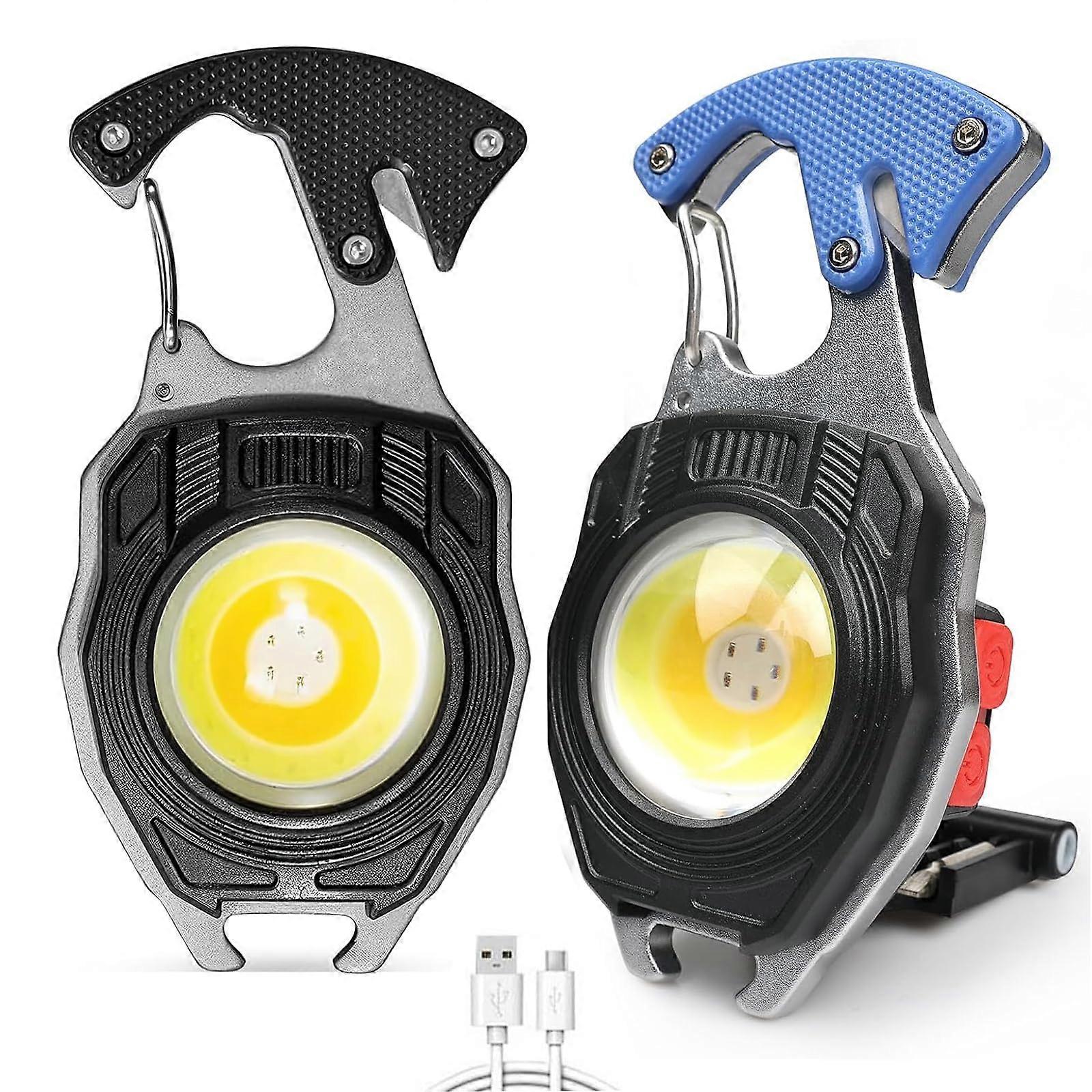 COB Keychain Flashlight 2 Pack, Bright Mini Work Light with Long Battery Life for EDC