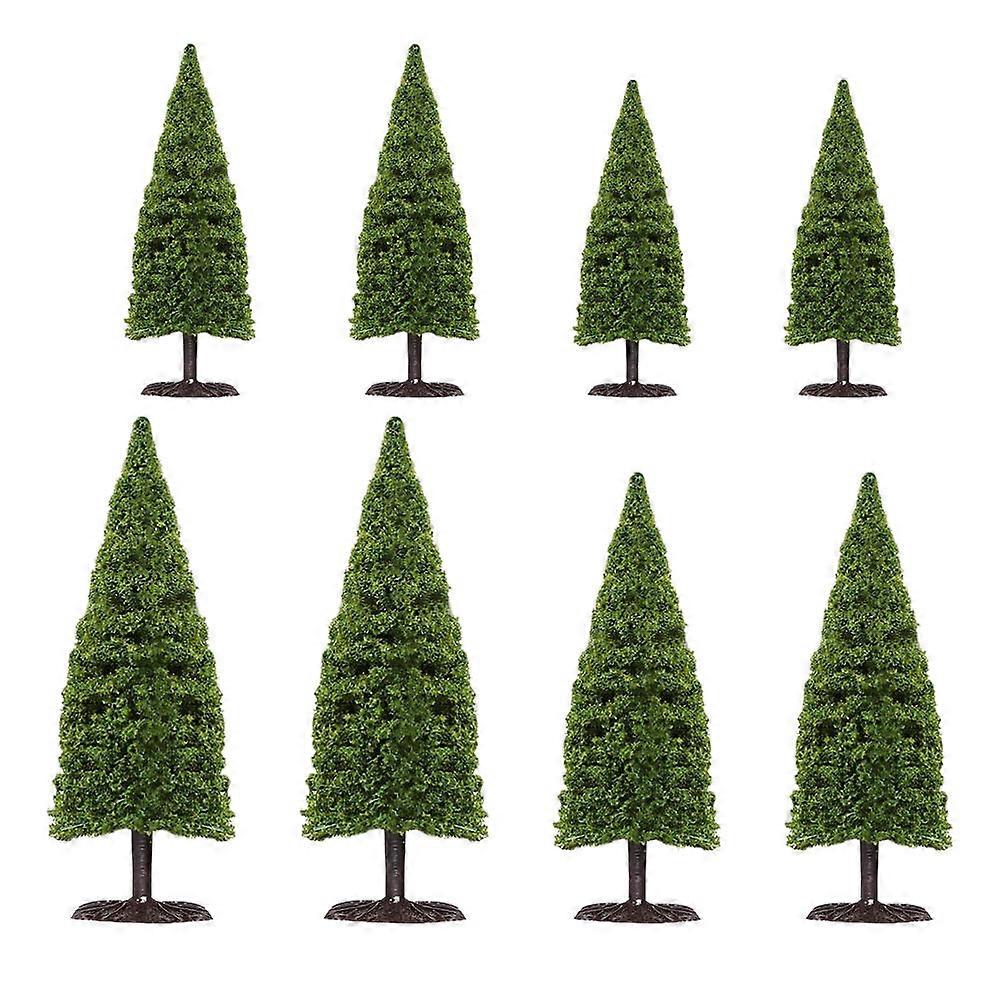 8Pcs Green Miniature Model Trees for Decor Plastic Micro Landscape Trees