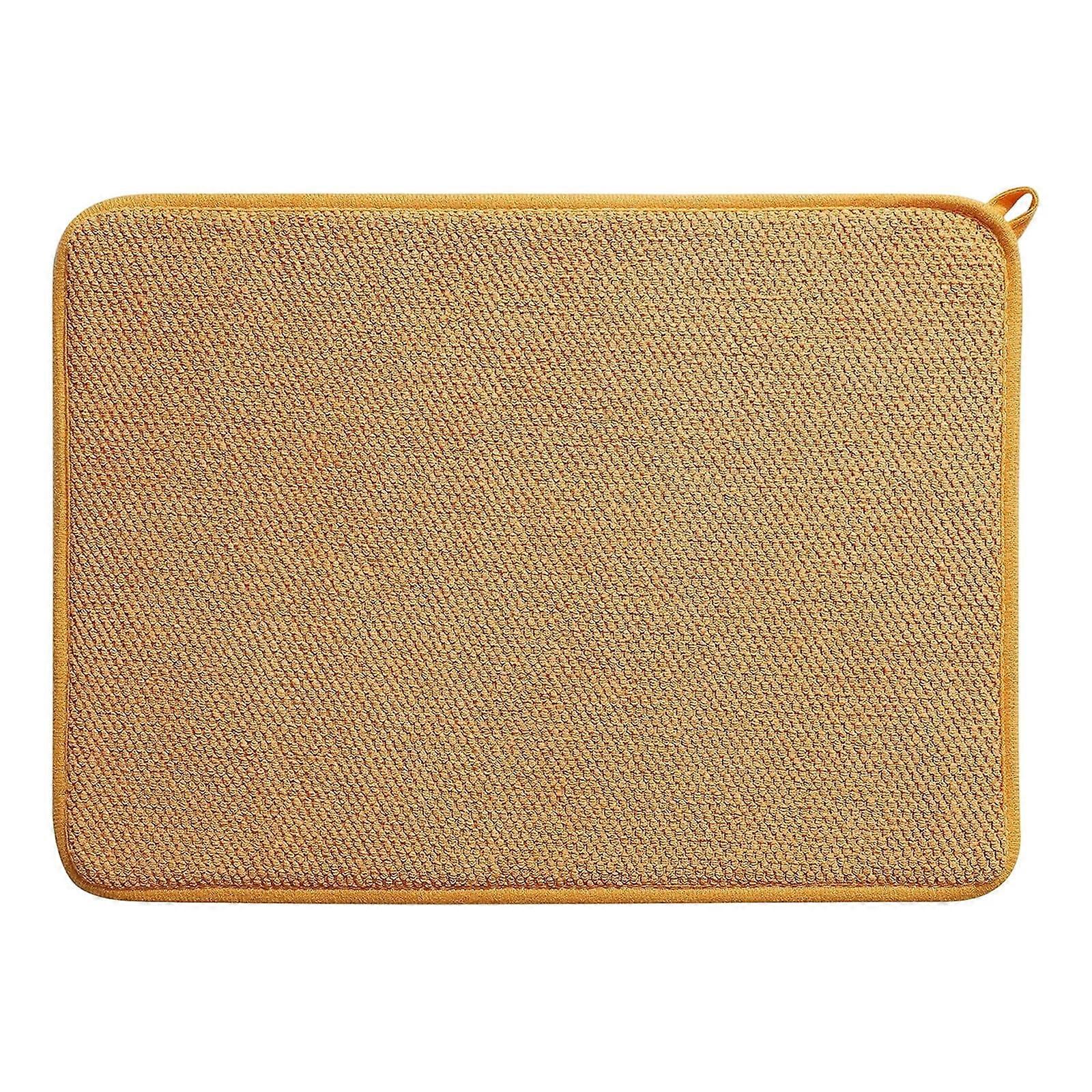 Absorbent Microfiber Dish Drying Mat, Large Quick-Drying Kitchen Counter Protector with Pinstripe Design, Machine Washable