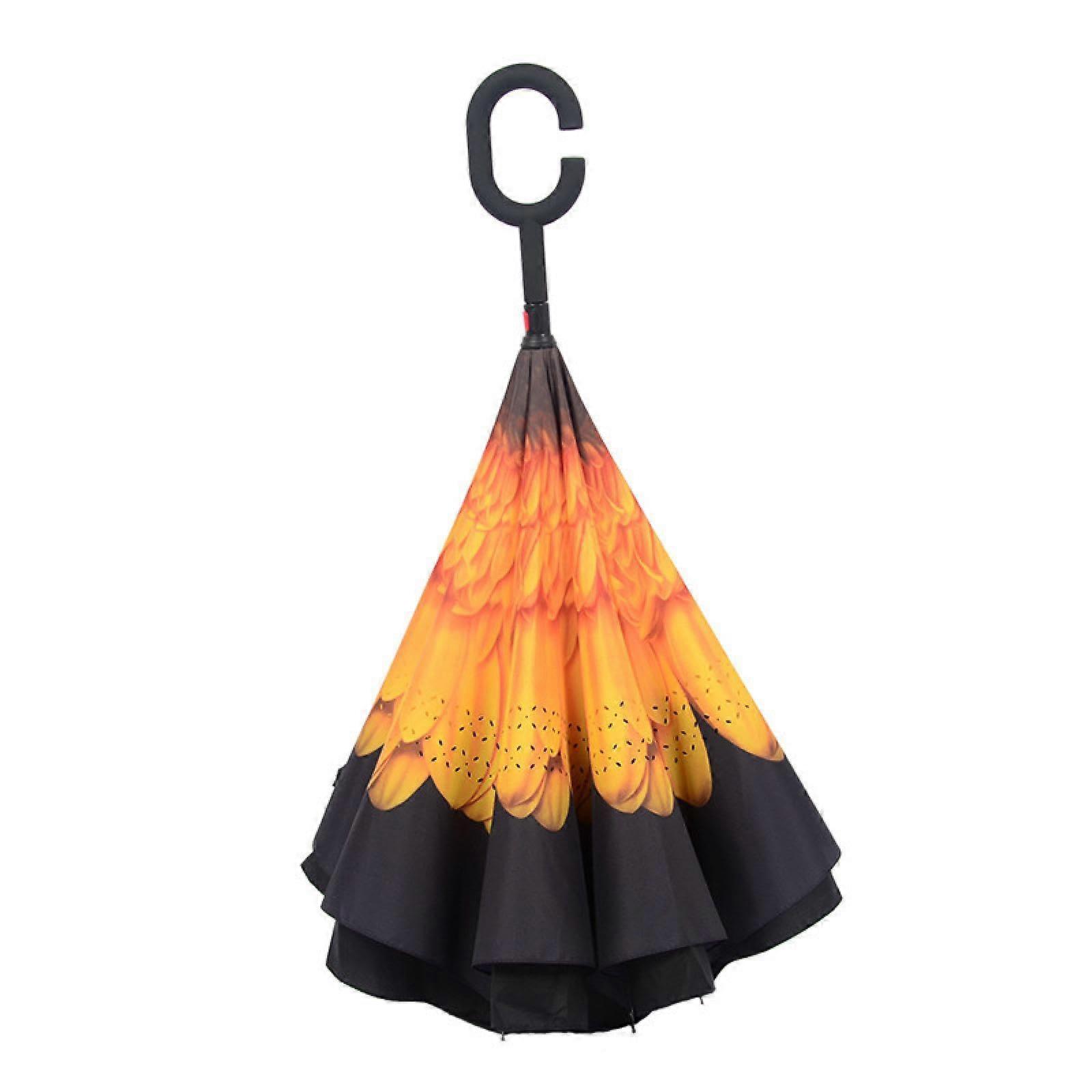 Clear Reverse Umbrella with Wind Resistant Frame, Double Layer Canopy, Manual Folding for Car Use