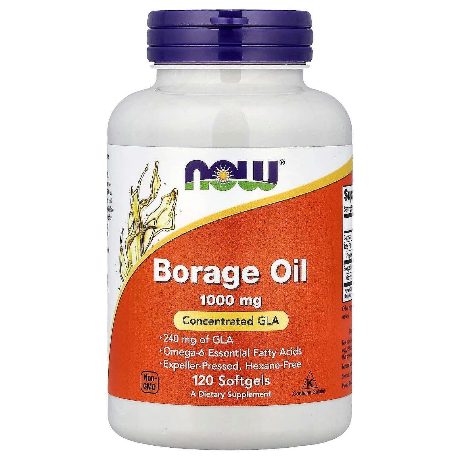 Now Foods, Borage Oil, Concentration GLA , 1,000 mg, 120 Softgels