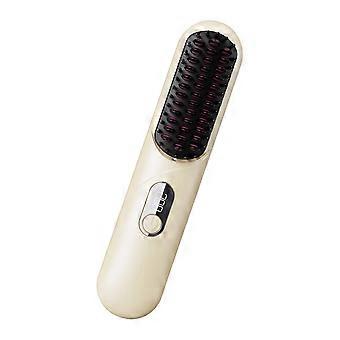 Verbesserte Haarstylingbürste für glattes und lockiges Haar, 3D-Anti-Knoten-Design mit LCD-Display und Schnellheizfunktion, gelb
