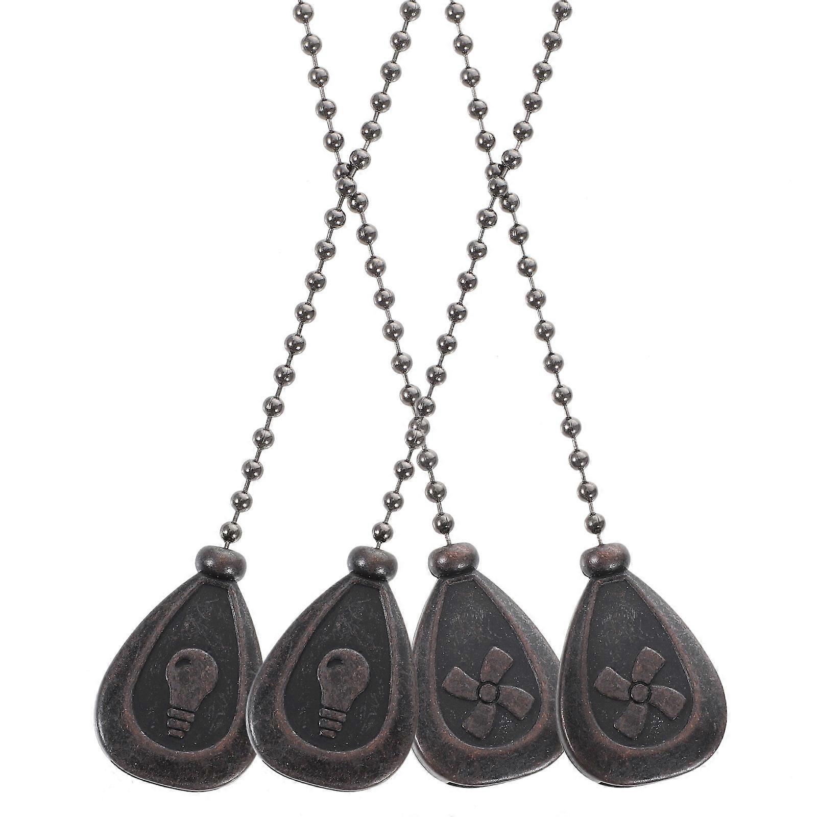 Fan Pull Chain Extension Replacement Light Pull Chain for 4Pcs Black Alloy