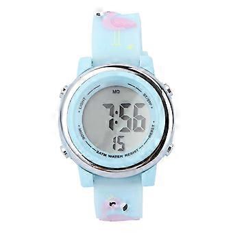 Montre étanche pour enfants, montre-bracelet numérique bleu clair