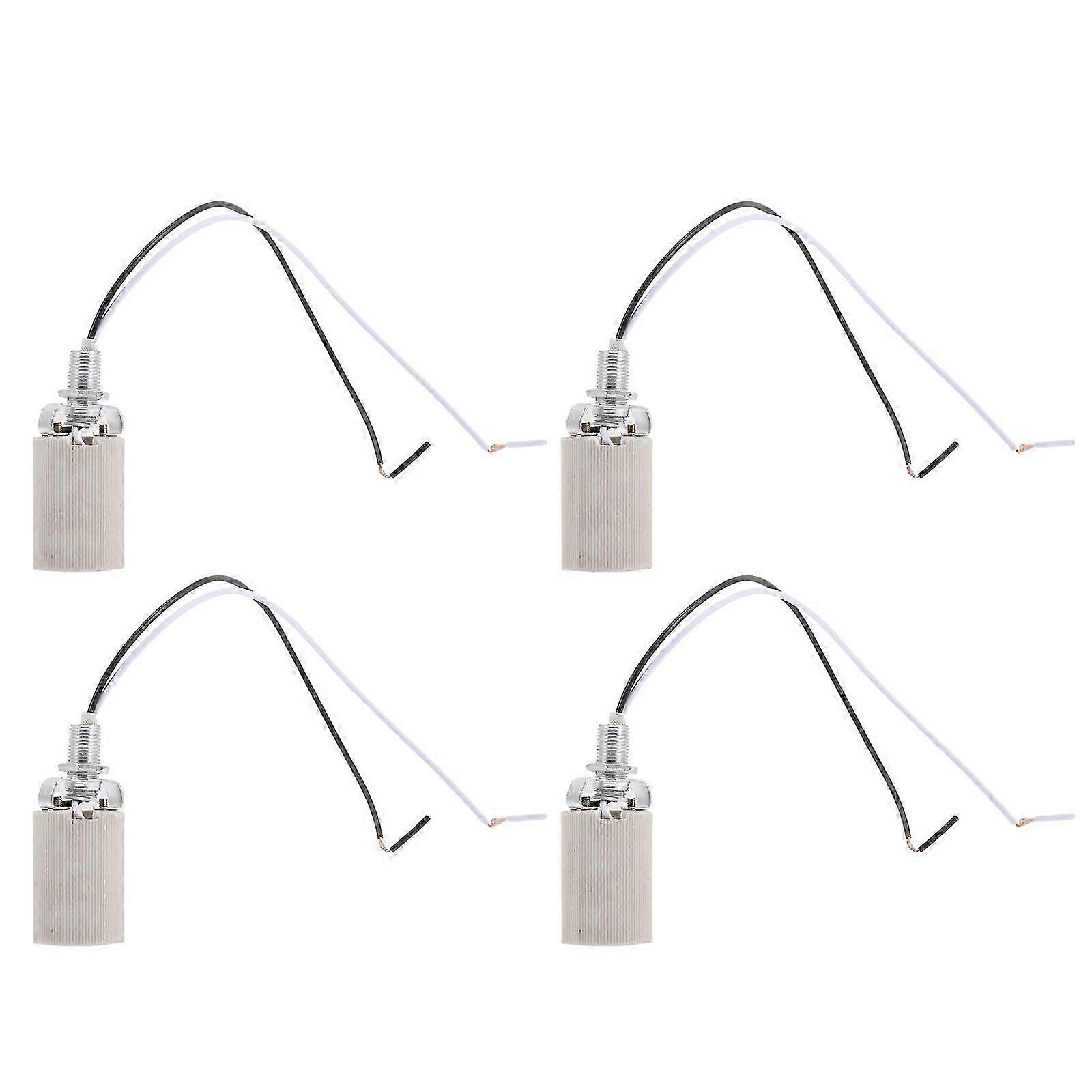 E14 Thread Lamp Holder Ceramic Base for Durable Light Bulb Socket 4Pcs