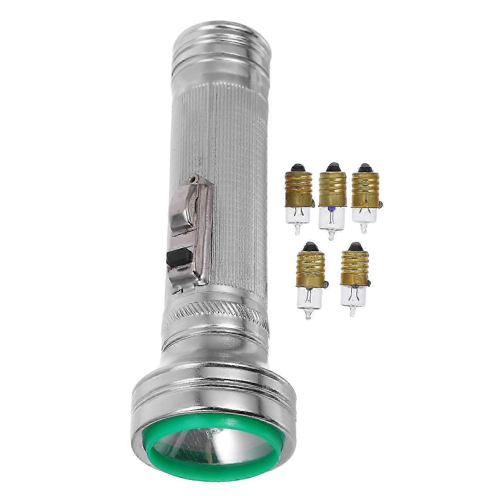 Vintage Flashlight Silver Outdoor Use Cylindrical Lighting 1Set