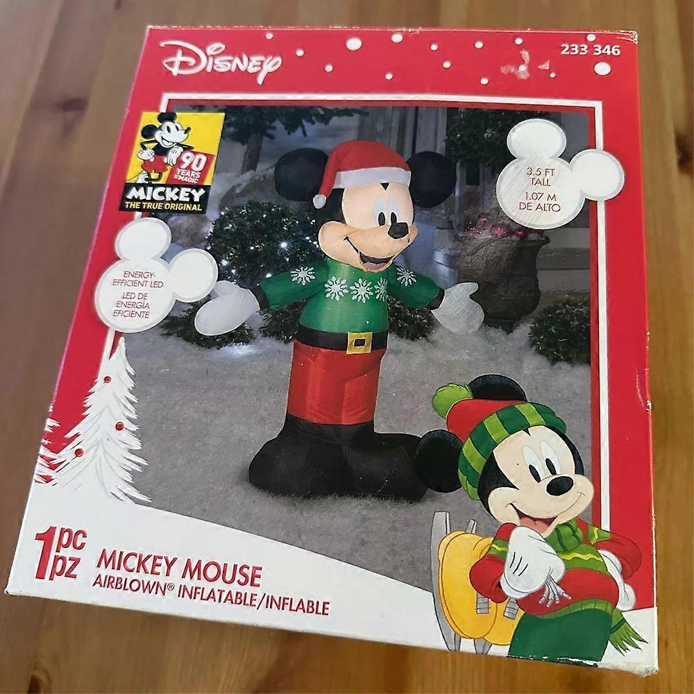 Christmas 3.5 Ft Mickey Mouse with Green Sweater Airblown Inflatable Used