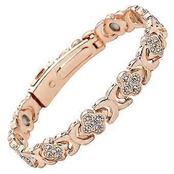 Kupferarmbänder für Damen, ultrastarkes Magnetarmband mit Gauss-Magneten und funkelnden Zirkonia, Glücksklee-Schmuck aus einer Legierung