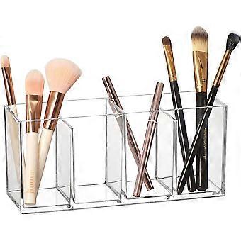 Acryl 4 compartiment make-up organizer, duidelijke plastic make-up borstelhouder, badkamer ijdelheid opslag voor make-up borstels, wenkbrauwpotloden
