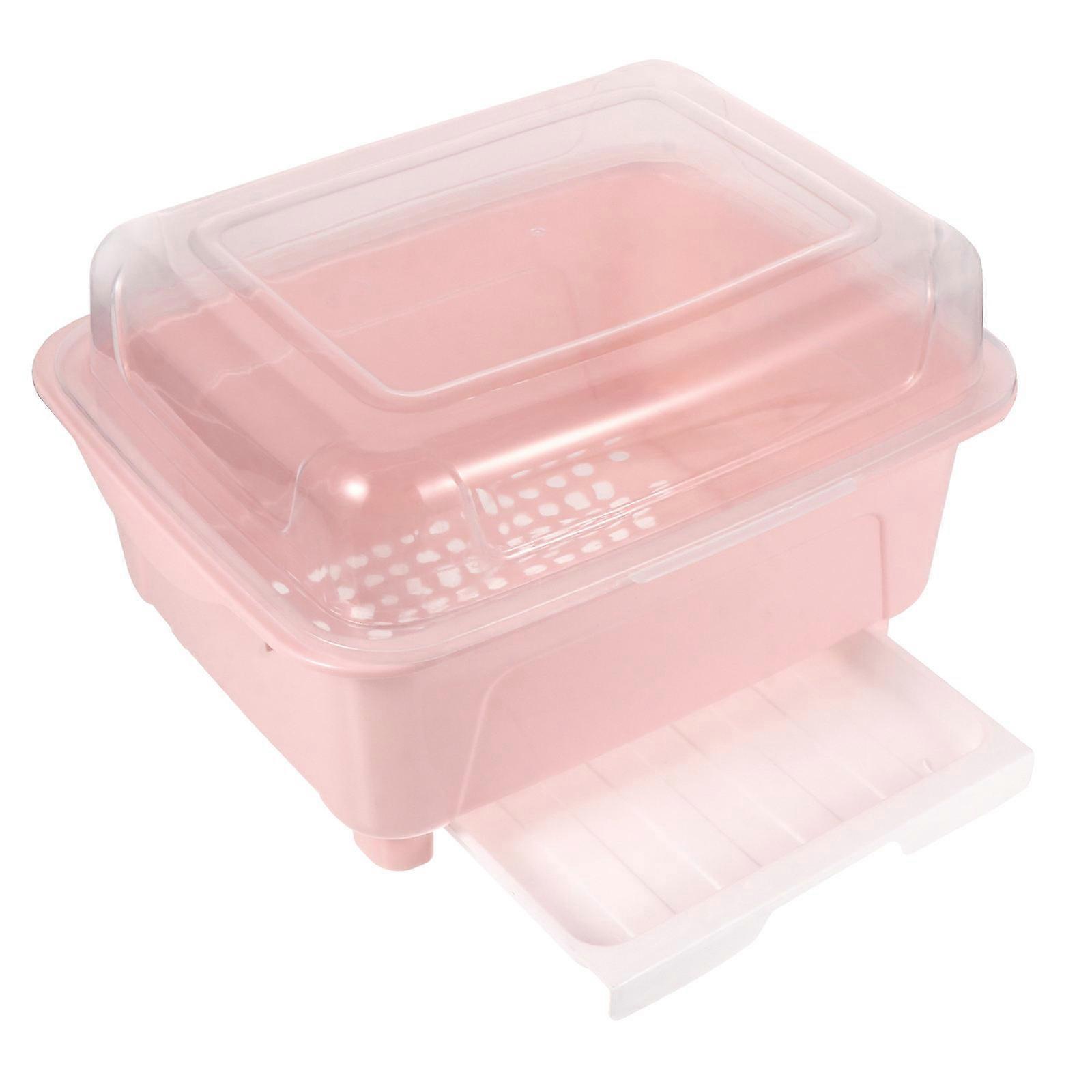 Kitchen Storage Box for Tableware Use Pink Chopsticks Draining Rack