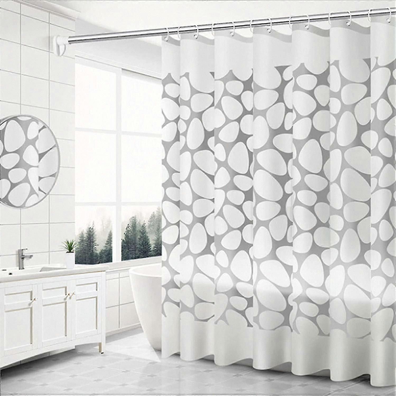 Waterproof Shower Curtains with Mildew Resistance - Stone Pattern Design