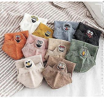 10 Pairs Embroidered Cartoon Socks Casual Funny Boat Socks Ankle Low Cut Socks