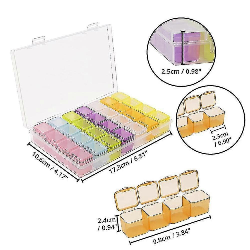 Plastic Diamond Dot Storage Box With 28 Grids (5 Pack) Compatible With Craft