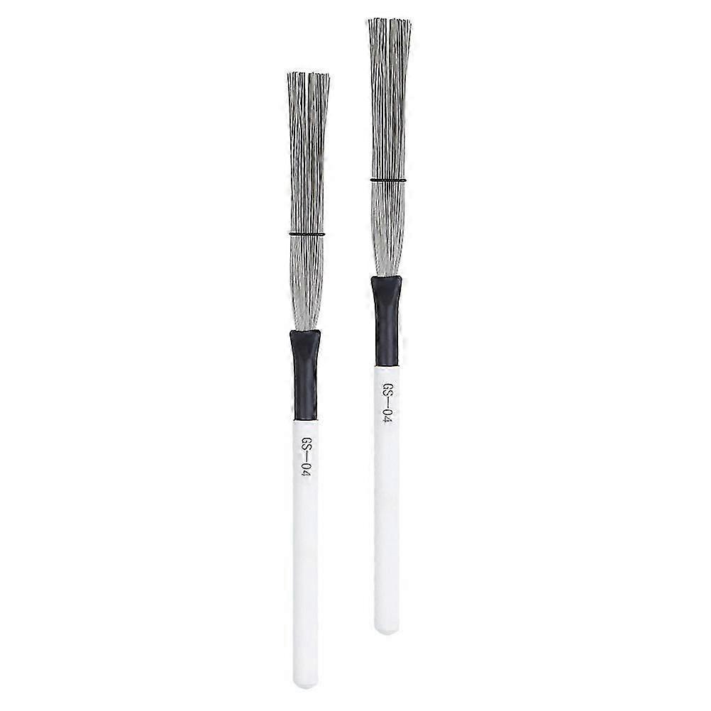 Drum Wire Brush with Handle for Beginner Practice White 2Pcs