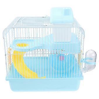 Cage à deux niveaux pour hamster | Maison portable en acrylique pour petits animaux, couleur bleue.