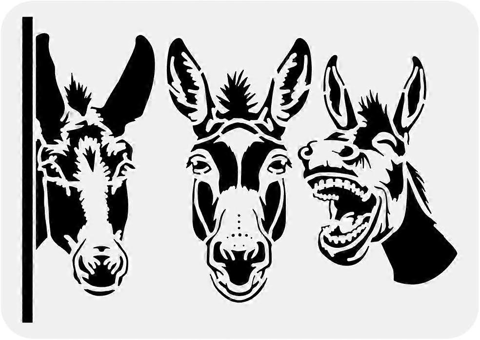 Mule Stencil 8.3x11.7in 3 Poses Mule Face Stencil