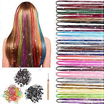 1 Set haar klatergoud Kit glitter haar strings haar strengen vlecht verfraaien strings kunstmatige haar strengen kleurrijke haar extensies