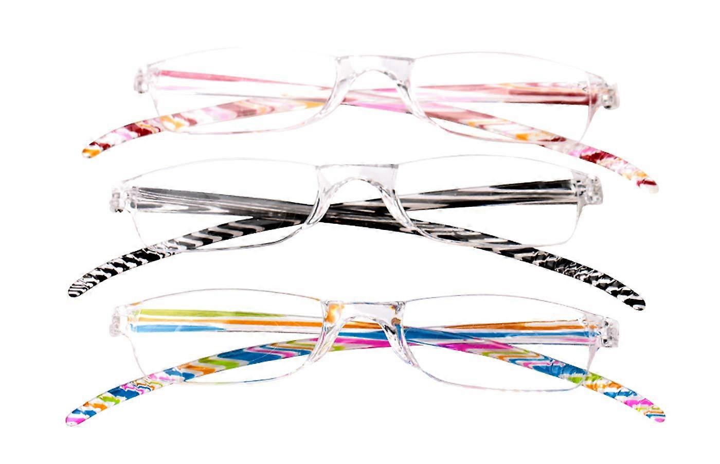 Rimless Rectangular Reading Glasses for Women +1.0, Lightweight, 3 Pack