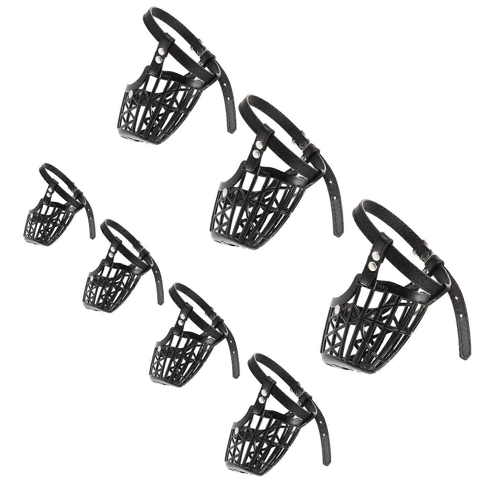 Dog Muzzle Plastic Basket Dog Muzzle for 2Sets with Adjustable PU Strap