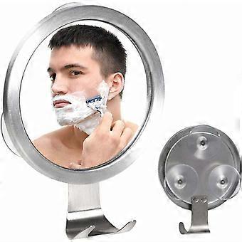 Anti-fog shower mirror with 3 strong suction cups and shaving hooks. Anti-fog and shatterproof. Small bathroom mirror 15 x 15 cm