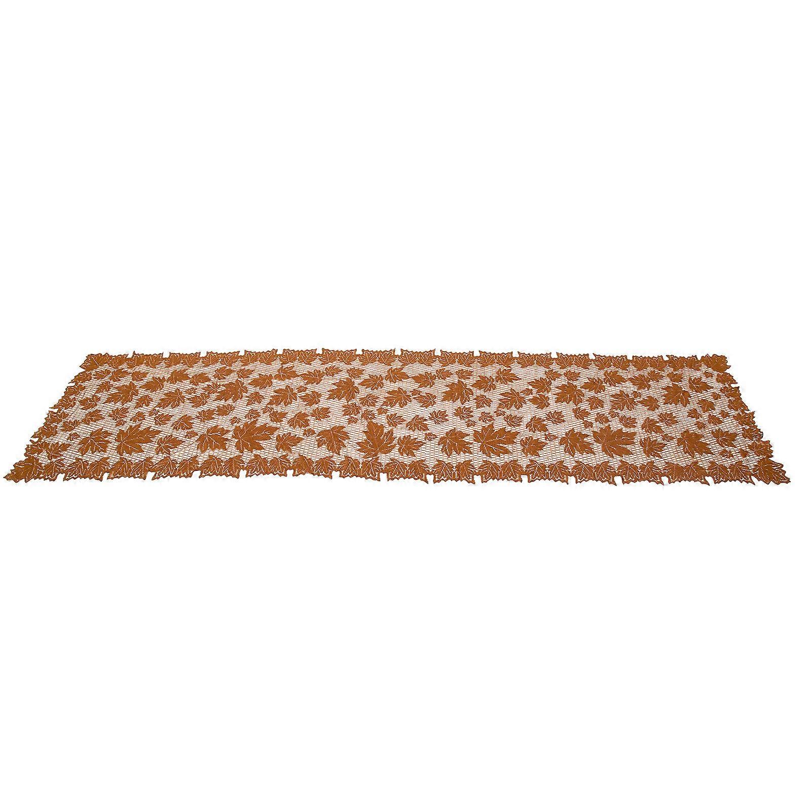 Thanksgiving Table Decorations Lace Table Runner Rectangular Table Decor Brown Polyester 1Set